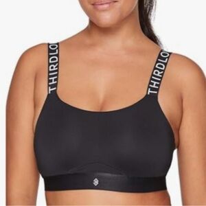 ThirdLove Kinetic Sports Bra Black Body with White Accents Size 36G (4D) Workout